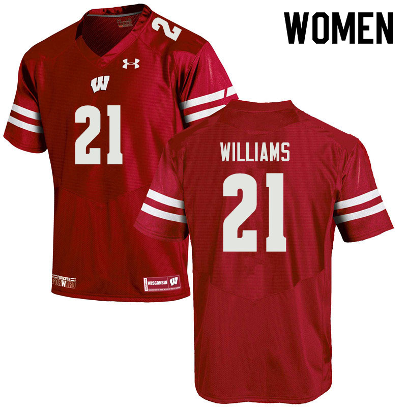 Women #21 Caesar Williams Wisconsin Badgers College Football Jerseys Sale-Red - Click Image to Close